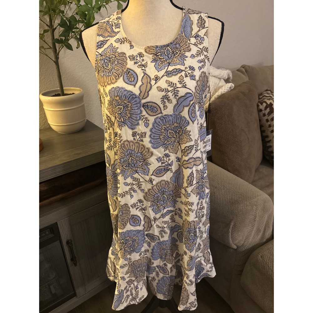 Tommy Hilfiger Floral Paisley Linen Blend Ruffle Hem Shift Dress A1AN1XF8 size 6